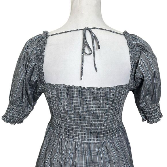 Hill House Athena Nap Dress Women’s Small Thai Check Plaid Cotton Mini Smocked - Picture 7 of 10